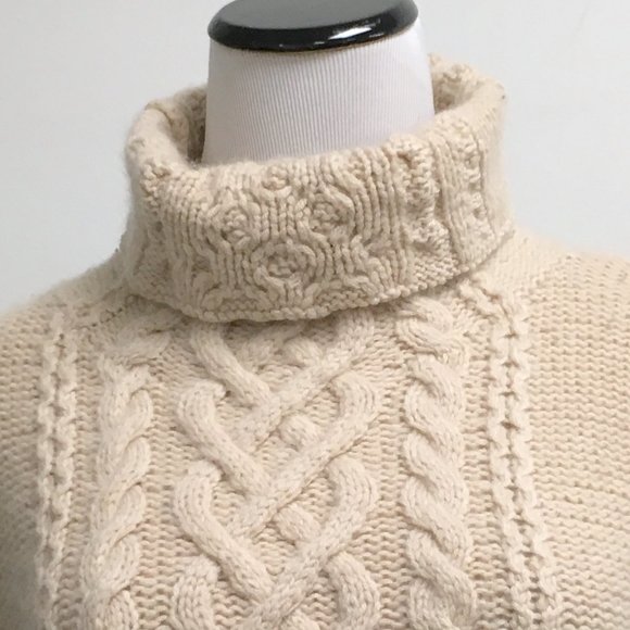 James Perse beige / cream 100% cashmere cable cowl tunic sweater pockets 3 L - Picture 1 of 9